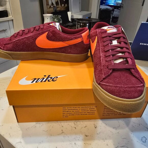 Nike Blazer Low '77 VNTG Trainers Shoes Red/Burgundy/Orange Mens Size 10 NEW - Picture 3 of 9